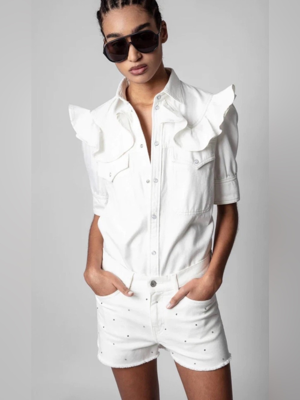 Zadig & Voltaire Toky Denim White Shirt Size S